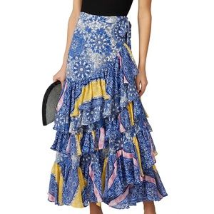 MISA Kristina ruffle maxi wrap skirt